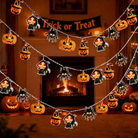 Guirlande lumineuse d'Halloween Pafu, 1,5 m, 10 LED, décorations de citrouilles, fantômes, squelettes, chauves-souris, araignées, lumières LED d'Halloween