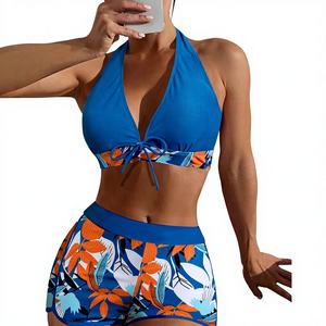 Ensemble <span class=keywords><strong>de</strong></span> bikini imprimé pour femmes, <span class=keywords><strong>maillot</strong></span> <span class=keywords><strong>de</strong></span> <span class=keywords><strong>bain</strong></span> 2 pièces, <span class=keywords><strong>maillot</strong></span> <span class=keywords><strong>de</strong></span> <span class=keywords><strong>bain</strong></span> <span class=keywords><strong>taille</strong></span> <span class=keywords><strong>haute</strong></span> avec short - Product Image 4