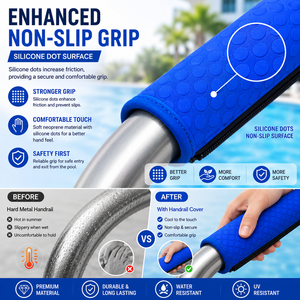 Housse <span class=keywords><strong>de</strong></span> main courante <span class=keywords><strong>de</strong></span> <span class=keywords><strong>piscine</strong></span> en néoprène personnalisée avec surface antidérapante à points en silicone, housse <span class=keywords><strong>de</strong></span> rail d'échelle <span class=keywords><strong>de</strong></span> <span class=keywords><strong>piscine</strong></span> OEM - Product Image 2