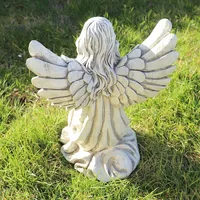 Sculpture en résine d'ange fée priant, agenouillée, ailée, faite à la main, peinte à la main, décoration de jardin, pelouse, maison