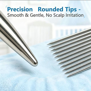 Set di 3 pettini per pidocchi in acciaio inossidabile con punta micro-Scanalata, kit professionale per la cura dei <span class=keywords><strong>capelli</strong></span> per bambini e uso domestico, all'ingrosso - Product Image 5