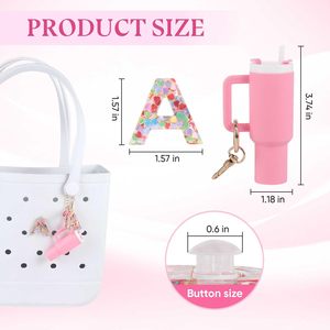 Letter Charms Compatible for Bogg <b>Bags</b> <b>Initials</b> Letter Keychain for Bogg <b>Bag</b> and Simply Southern Decoration Accessories - Product Image 2