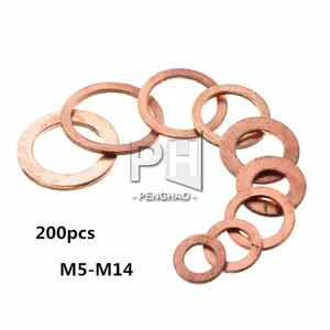 Solid Copper Washers Flat Ring Gasket Sump Plug Oil Seal Fittings Washers Fastener Hardware 10x14x1MM Mulit-Size