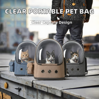 Sac de transport transparent Oxford à fermeture éclair, type capsule spatiale, double bandoulière, pour animaux de compagnie (chats et chiens), idéal pour les sorties, la marche et les voyages en extérieur, imperméable et respirant