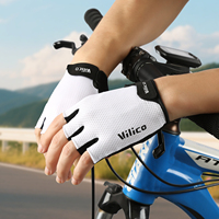 Gants de moto en silicone durables à demi-doigts pour unisexe, cyclisme d'été, sports de plein air avec grip antidérapant VILICO Noir