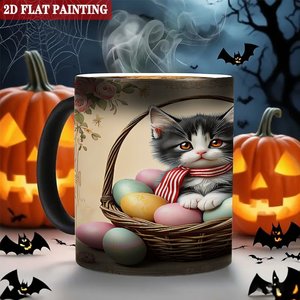 Mug à sublimation artisanal 11oz en céramique noire givrée, tasse magique changeante de couleur à la chaleur - Product Image 6
