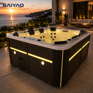 Jacuzzi Exterior de Acrílico para 8 Personas con Potentes Jets de Masaje, Iluminación LED y Sistema de Ozono para Jardín y Patio - Product Image 1