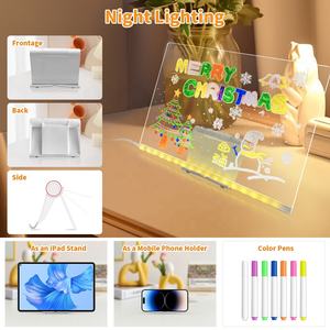 Acrilico luce LED di disegno quotidiano trasparente a secco USB Glow cancer writer <span class=keywords><strong>Board</strong></span> per bambini luce magica disegno giocattoli con penna - Product Image 3