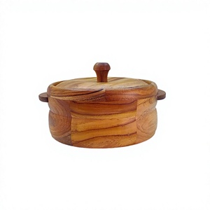 Caja de madera para roti/chapati con tapa y asas, forma redonda, utensilio de cocina, cacerola, olla caliente, caja para chapati - Product Image 1