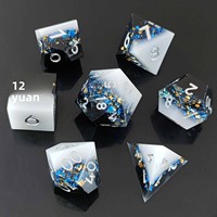Ensemble de dés polyédriques D20 en résine avec feuille d'or, trois couleurs, D&D COC Cthulhu, 7 dés pour jeux de société, jeux de rôle TRPG