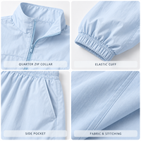 Ensemble deux pièces pour femme, veste courte tissée à col montant et demi-zip et pantalon large, pour l'entraînement en extérieur