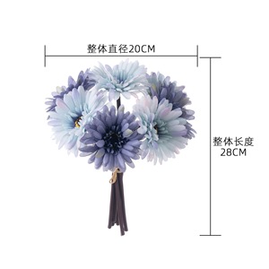 ช่อดอกเดซี่ประดิษฐ์ CallaFloral สีฟ้าปรินซ์บลู สีม่วงโรมัน สีชมพูอิงลิช สำหรับตกแต่งงานแต่งงาน ช่อดอกไม้ถือมือ - Product Image 4