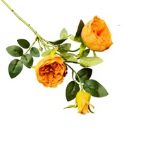 Fleurs artificielles Austin Rose, tiges de roses en soie artificielle à 3 têtes, pour arrangements muraux décoratifs tendance