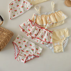 Traje de Baño de Dos Piezas con Encaje INS Personalizado 2026 para Bebés Niñas, Resistente al Cloro, Protección <span class=keywords><strong>Solar</strong></span>, Poliéster, Venta al Por Mayor para Niñas Pequeñas - Product Image 1