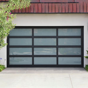 LEDOW 북미 딜러를위한 일반 유리 패널과 블랙 알루미늄 프레임이있는 현대 방풍 자동 차고 문 - Product Image 1