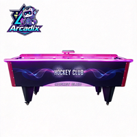 Table de hockey sur air incurvée à LED, à monnayeur, pour 2 joueurs, machine de jeu d'arcade, modèle Arcadix anglais, pour centres de jeux - Vente chaude