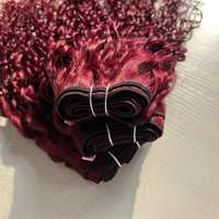 Extensions de cheveux humains bouclés vierges brésiliens 99J, double trame, tissage à la machine, ondulations profondes, couleur rouge bordeaux