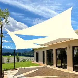 12'X12'X17' Sun Shade Sail Curva comercial ao ar livre sombra creme Triângulo resistente permeável 185GSM