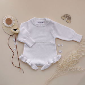 Body piatte piatte in maglia Jacquard con volant tutina a manica lunga in cotone pagliaccetto personalizzato Preemie taglie Private - Product Image 2