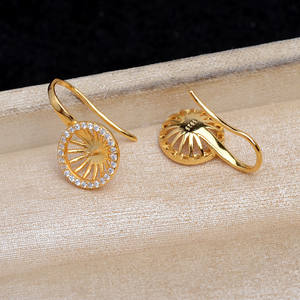 Aretes de Plata 925 con Forma de Girasol, Accesorios para Manualidades con Soporte Vacío para Tacones Altos, Gancho Semi-Terminado, Artículo de Artesanía Chapado 5865 - Product Image 2