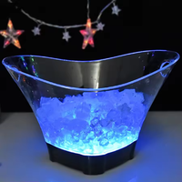 Ember Es Batu Akrilik 10L Biru LED dengan Pegangan, Warna & Logo Dapat Disesuaikan, Untuk Pesta