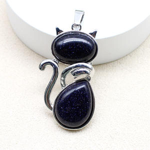 Colgante de piedras preciosas de gato, colgante de cristal curativo de piedra Natural con hallazgos de latón en tono Platino, colgantes paganos <span class=keywords><strong>Wicca</strong></span> - Product Image 4