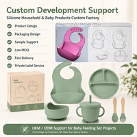Ensemble de vaisselle multifonctionnel pour bébé YMS, 6 pièces, ensemble d'alimentation pour bébé en silicone, assiette, bavoir, bol, cuillère, fourchette, tasse