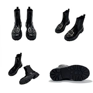 Bottes d'hiver pour femmes, chaudes et confortables, mi-mollet, tige en PU, semelle extérieure en caoutchouc antidérapante et imperméable - Product Image 1