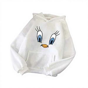 Sudadera con Capucha Personalizada OEM 100% Algodón, Cortavientos, de Secado Rápido, Estilo Casual Francés Vintage, con Estampado Frontal, Holgada, para Mujer - Product Image 1