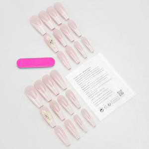 Comercio exterior, superventas, uñas portátiles, estilo francés, largo, blanco, lazo, diamantes de imitación brillantes, pegatinas para decoración de uñas falsas, venta al por mayor - Product Image 4