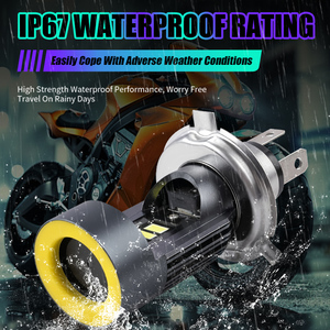 50W Motorrad <span class=keywords><strong>H4</strong></span> LED Scheinwerfer lampe 4 Farben Angel Eye Halo Ring Fernlicht 6000LM IP67 Plug & Play Motorrad Fahr licht - Product Image 3