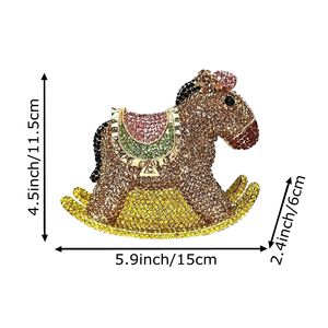 Bolso de mano de noche con diseño de caballo balancín y pedrería para mujer, elegante y deslumbrante, ideal para fiestas y salidas nocturnas. - Product Image 2