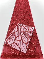 NI.AI Tissu de dentelle perlée de luxe avec dentelle à paillettes avec dentelle en filet perlé pour les fêtes de mariage Matériaux pour filles