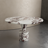 Table à Manger Ronde Calacatta Viola aux Pieds Uniques