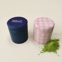 Boîte en fer blanc personnalisée de qualité alimentaire, hermétique, vide, 30g 50g, bleue rose, pour poudre de matcha, café, thé, avec couvercle à vis embossé