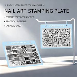 Placche per Stamping <span class=keywords><strong>Unghie</strong></span> Fai-da-te Portatili in Acciaio Inossidabile, Timbro Personalizzato per Nail Art, Facile Applicazione, Stampa e Trasferimento, Modello per Pittura - Product Image 2