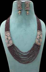 Conjunto de collar moderno multicapa con piedra AD con pendientes, perfecto para recepción de bodas y fiesta para mujer - Product Image 2