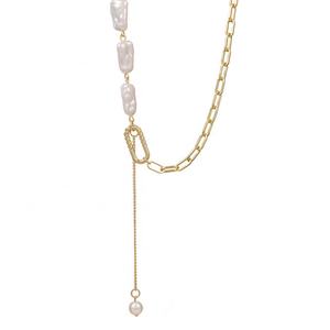 Joyería de Moda: Dijes de Acero Inoxidable con Diseño de Perlas de Agua Dulce de Forma Irregular para Mujer y Novia - Product Image 1