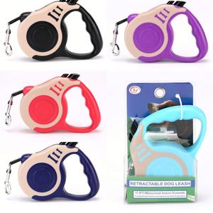 Laisse de chien rétractable automatique en nylon - Robuste pour chiens de petite/moyenne taille - Motif uni - Voyage en plein air - Promenade - Randonnée - Product Image 4