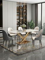 Ensembles de salle à manger de luxe italiens, table en céramique marbrée avec 4/6/8 chaises rembourrées pour la cuisine