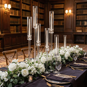 <span class=keywords><strong>Candelabro</strong></span> Acrílico de 8 Brazos y 128 cm, Portavelas Acrílico Alto, Decoración para Bodas, Centro de Mesa, Soporte para Flores - Product Image 1