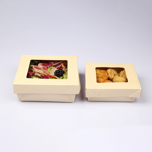 Emballages alimentaires en papier rectangulaires et carrés jetables en gros, boîtes à emporter pour salades - Product Image 2