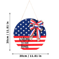 4 juillet bienvenue porte signe fête de l'indépendance patriotique bois suspendu signe couronne drapeau rond porte cintre pour décorations de fête