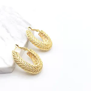 High-end design wholesale fashion boutique jewellery 18k gold plated hoop earrings women's gold plated earrings ear pat set
