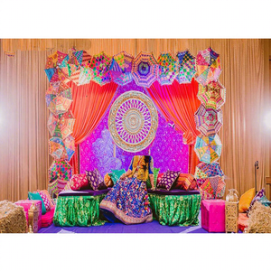 มุสลิมMehandi Stage Decorกับร่มงานแต่งงานตกแต่งเวทีงานแต่งงานSangeetสวยStage - Product Image 1