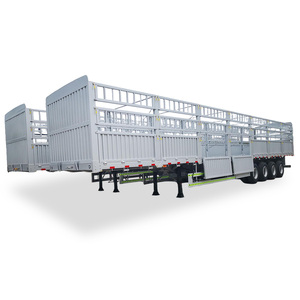 Semirremolque de Acero de 4 Ejes <span class=keywords><strong>para</strong></span> Transporte de <span class=keywords><strong>Ganado</strong></span> y Animales con Valla de Estacas, Capacidad de Carga de 100T - Product Image 5