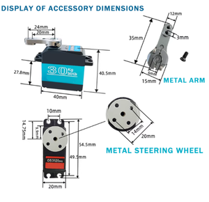 Servo <span class=keywords><strong>DSSERVO</strong></span> PWM Impermeable de 20 kg de Alto Torque, Metálico, Accesorio para Modelos de Autos 1/8 1/10, para Modelos de Barcos y Servo de Arrastre - Product Image 4