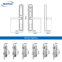 Serrure de porte intelligente électronique sans clé Tediton, en aluminium coulissant, avec lecteur d'empreintes digitales, avec mortaise européenne