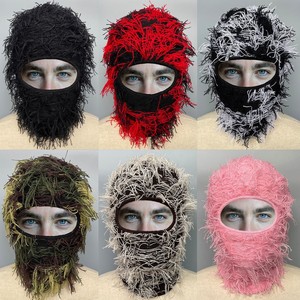 Masker Ski Balaclava Distressed, Masker Wajah Rajut Camo Kustom Shiesty Yeat <span class=keywords><strong>Airsoft</strong></span> untuk Pria/Wanita - Product Image 4
