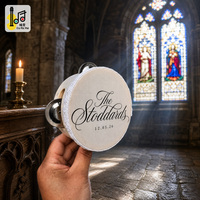Tambourin de plage personnalisé de 6 pouces pour mariage, tambour à main en bois avec peau de tambour personnalisée, cadeau pour invités de cérémonie, vente en gros